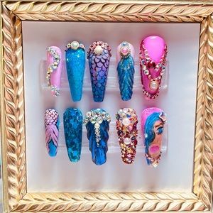 Press on nails mermaid design